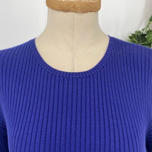 Ralph Lauren Womens Snap Button Long Sleeve Cotton Cable Knit Sweater Blue Large - Picture 5 of 12